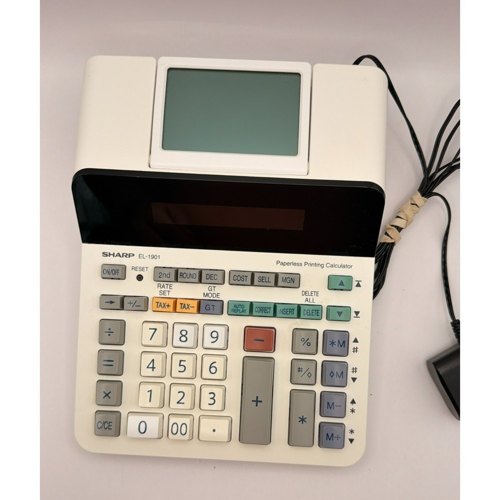 Sharp EL-1901 Paperless Printing Calculator 12-Digit LCD w/ AC Adapter *Works*